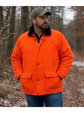 Ted Williams Hunting Jacket Blaze Orange Vintage Field Coat Quilted Outdoors 46